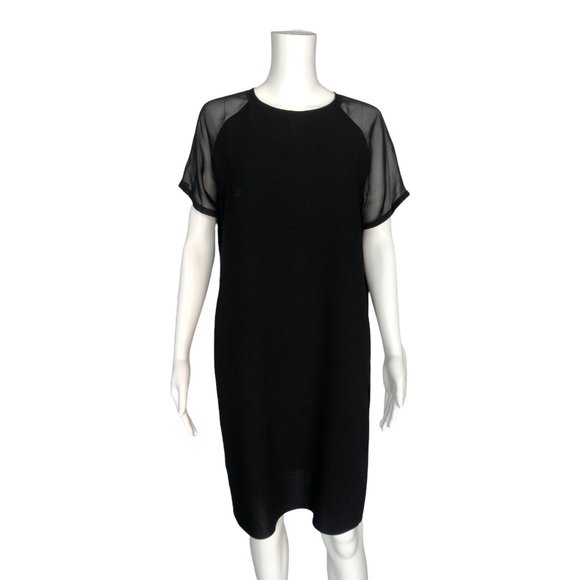 Vince Dresses & Skirts - Vince Black Sheer Sleeve Shift Dress size Medium